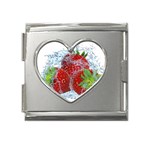 Red Strawberries Water Squirt Strawberry Fresh Splash Drops Mega Link Heart Italian Charm (18mm)