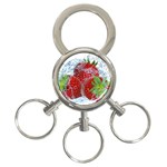 Red Strawberries Water Squirt Strawberry Fresh Splash Drops 3-Ring Key Chain
