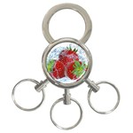 Red Strawberries Water Squirt Strawberry Fresh Splash Drops 3-Ring Key Chain