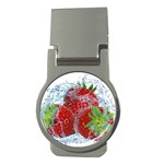 Red Strawberries Water Squirt Strawberry Fresh Splash Drops Money Clips (Round) 