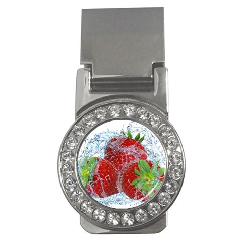 Red Strawberries Water Squirt Strawberry Fresh Splash Drops Money Clips (CZ)  from ArtsNow.com Front