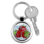 Red Strawberries Water Squirt Strawberry Fresh Splash Drops Key Chain (Round)