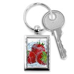 Red Strawberries Water Squirt Strawberry Fresh Splash Drops Key Chain (Rectangle)