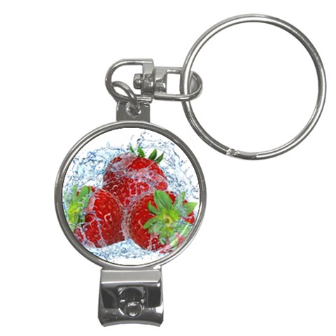Red Strawberries Water Squirt Strawberry Fresh Splash Drops Nail Clippers Key Chain from ArtsNow.com Front