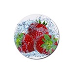 Red Strawberries Water Squirt Strawberry Fresh Splash Drops Rubber Coaster (Round)