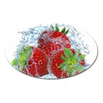 Red Strawberries Water Squirt Strawberry Fresh Splash Drops Oval Magnet