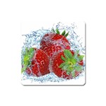 Red Strawberries Water Squirt Strawberry Fresh Splash Drops Square Magnet