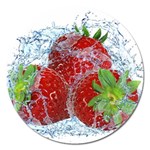 Red Strawberries Water Squirt Strawberry Fresh Splash Drops Magnet 5  (Round)