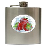 Red Strawberries Water Squirt Strawberry Fresh Splash Drops Hip Flask (6 oz)