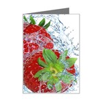 Red Strawberries Water Squirt Strawberry Fresh Splash Drops Mini Greeting Card