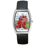 Red Strawberries Water Squirt Strawberry Fresh Splash Drops Barrel Style Metal Watch