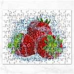Red Strawberries Water Squirt Strawberry Fresh Splash Drops Rectangular Jigsaw Puzzl