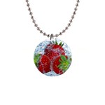 Red Strawberries Water Squirt Strawberry Fresh Splash Drops 1  Button Necklace