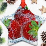 Red Strawberries Water Squirt Strawberry Fresh Splash Drops Star Ornament (Two Sides)