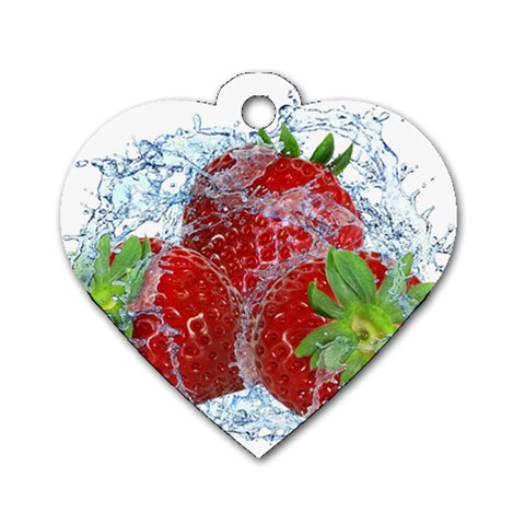 Red Strawberries Water Squirt Strawberry Fresh Splash Drops Dog Tag Heart (Two Sides) from ArtsNow.com Front