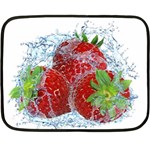 Red Strawberries Water Squirt Strawberry Fresh Splash Drops Fleece Blanket (Mini)