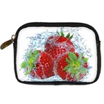 Red Strawberries Water Squirt Strawberry Fresh Splash Drops Digital Camera Leather Case