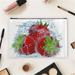 Red Strawberries Water Squirt Strawberry Fresh Splash Drops Cosmetic Bag (Large)