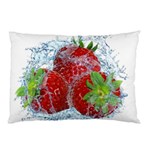 Red Strawberries Water Squirt Strawberry Fresh Splash Drops Pillow Case (Two Sides)