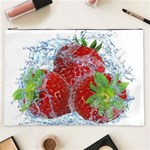 Red Strawberries Water Squirt Strawberry Fresh Splash Drops Cosmetic Bag (XXL)