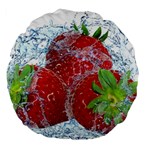 Red Strawberries Water Squirt Strawberry Fresh Splash Drops Large 18  Premium Round Cushions