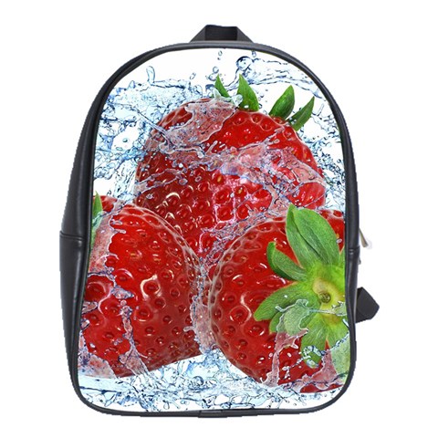 Red Strawberries Water Squirt Strawberry Fresh Splash Drops School Bag (XL) from ArtsNow.com Front