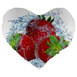 Red Strawberries Water Squirt Strawberry Fresh Splash Drops Large 19  Premium Heart Shape Cushions