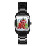 Red Strawberries Water Squirt Strawberry Fresh Splash Drops Stainless Steel Barrel Watch