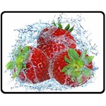 Red Strawberries Water Squirt Strawberry Fresh Splash Drops Two Sides Fleece Blanket (Medium)