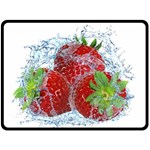 Red Strawberries Water Squirt Strawberry Fresh Splash Drops Two Sides Fleece Blanket (Large)