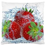 Red Strawberries Water Squirt Strawberry Fresh Splash Drops Large Premium Plush Fleece Cushion Case (Two Sides)