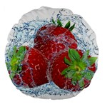 Red Strawberries Water Squirt Strawberry Fresh Splash Drops Large 18  Premium Flano Round Cushions