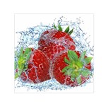 Red Strawberries Water Squirt Strawberry Fresh Splash Drops Square Satin Scarf (30  x 30 )