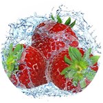 Red Strawberries Water Squirt Strawberry Fresh Splash Drops Wooden Bottle Opener (Round)