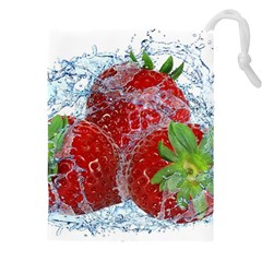 Red Strawberries Water Squirt Strawberry Fresh Splash Drops Drawstring Pouch (4XL) from ArtsNow.com Front