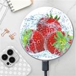 Red Strawberries Water Squirt Strawberry Fresh Splash Drops Wireless Fast Charger(White)