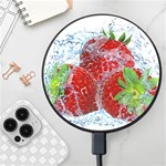 Red Strawberries Water Squirt Strawberry Fresh Splash Drops Wireless Fast Charger(Black)