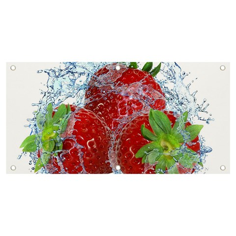 Red Strawberries Water Squirt Strawberry Fresh Splash Drops Banner and Sign 4  x 2  from ArtsNow.com Front