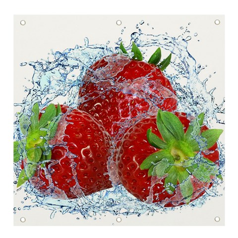 Red Strawberries Water Squirt Strawberry Fresh Splash Drops Banner and Sign 4  x 4  from ArtsNow.com Front