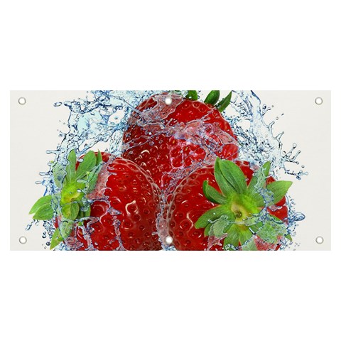 Red Strawberries Water Squirt Strawberry Fresh Splash Drops Banner and Sign 6  x 3  from ArtsNow.com Front
