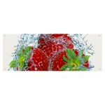 Red Strawberries Water Squirt Strawberry Fresh Splash Drops Banner and Sign 8  x 3 