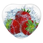 Red Strawberries Water Squirt Strawberry Fresh Splash Drops Heart Glass Fridge Magnet (4 pack)