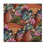 Multicolored Flower Decor Flowers Patterns Leaves Colorful Tile Coaster