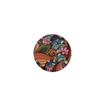 Multicolored Flower Decor Flowers Patterns Leaves Colorful 1  Mini Buttons