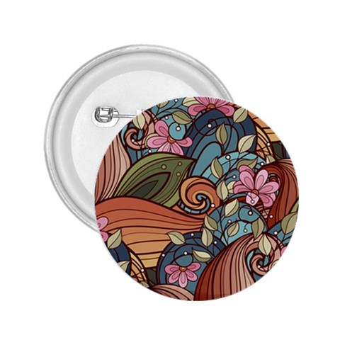 Multicolored Flower Decor Flowers Patterns Leaves Colorful 2.25  Buttons from ArtsNow.com Front