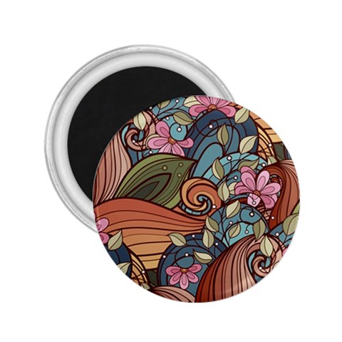 Multicolored Flower Decor Flowers Patterns Leaves Colorful 2.25  Magnets from ArtsNow.com Front
