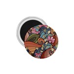 Multicolored Flower Decor Flowers Patterns Leaves Colorful 1.75  Magnets