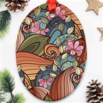 Multicolored Flower Decor Flowers Patterns Leaves Colorful Ornament (Oval)