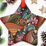 Multicolored Flower Decor Flowers Patterns Leaves Colorful Ornament (Star)