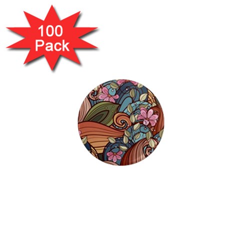 Multicolored Flower Decor Flowers Patterns Leaves Colorful 1  Mini Magnets (100 pack)  from ArtsNow.com Front